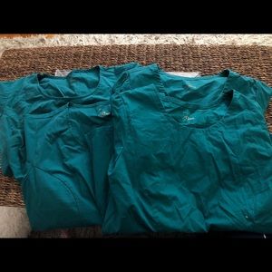 Women’s jaanuu green scrub tops Lot large uniform